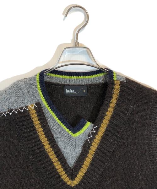 KOLOR（カラー）KOLOR (カラー) ドッキングニットベスト ブラウン サイズ:SIZE 3の古着・服飾アイテム
