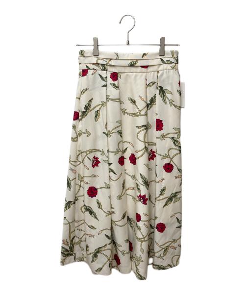 BALLSEY（ボールジィ）BALLSEY (ボールジィ) フラワープリントスカート 11-05-81-05033-HN ホワイト サイズ:34 未使用品の古着・服飾アイテム