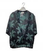Saint Laurent Parisサンローランパリ）の古着「ボタニカル柄ショールカラー半袖シャツ　643127」｜ブラック