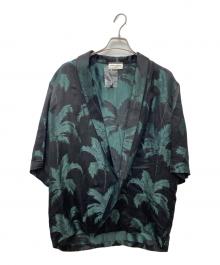 Saint Laurent Paris（サンローランパリ）の古着「ボタニカル柄ショールカラー半袖シャツ　643127」｜ブラック