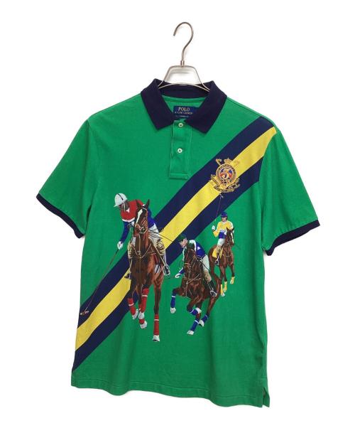POLO RALPH LAUREN（ポロ・ラルフローレン）POLO RALPH LAUREN (ポロ・ラルフローレン) クラシックフィットポロマッチプリントポロシャツ グリーン サイズ:Ｍの古着・服飾アイテム