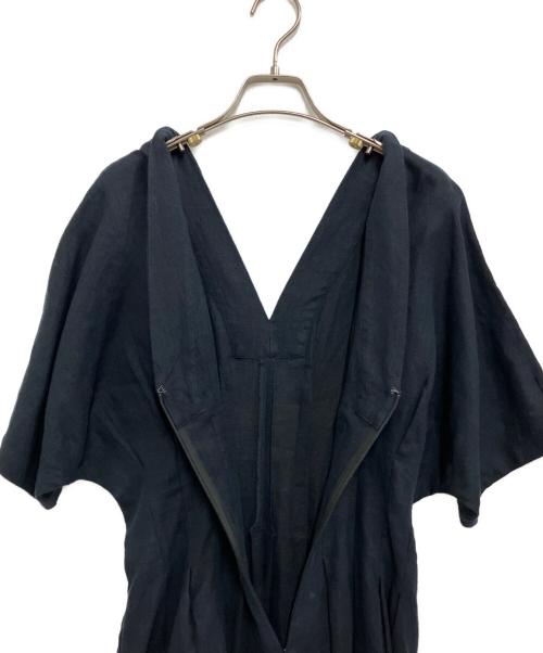 BABYLONE（バビロン）BABYLONE (バビロン) リネンウエストタックフレアワンピース ネイビー サイズ:Fの古着・服飾アイテム