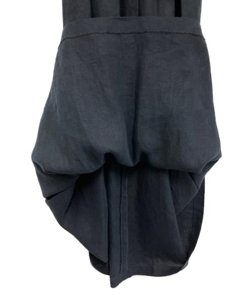 BABYLONE（バビロン）BABYLONE (バビロン) リネンウエストタックフレアワンピース ネイビー サイズ:Fの古着・服飾アイテム