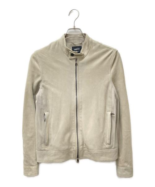 EMMETI（エンメティ）EMMETI (エンメティ) スウェードシングルライダースジャケット グレー サイズ:44の古着・服飾アイテム