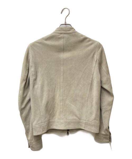 EMMETI（エンメティ）EMMETI (エンメティ) スウェードシングルライダースジャケット グレー サイズ:44の古着・服飾アイテム
