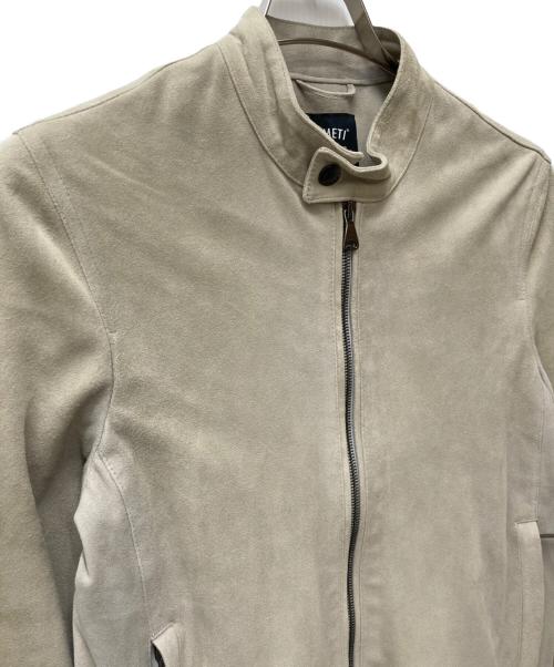 EMMETI（エンメティ）EMMETI (エンメティ) スウェードシングルライダースジャケット グレー サイズ:44の古着・服飾アイテム