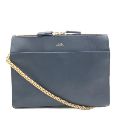 A.P.C. ネイビーレザーショルダーバッグ アーペーセー A.P.C. ショルダーバッグ ネックポーチ クロスボディ