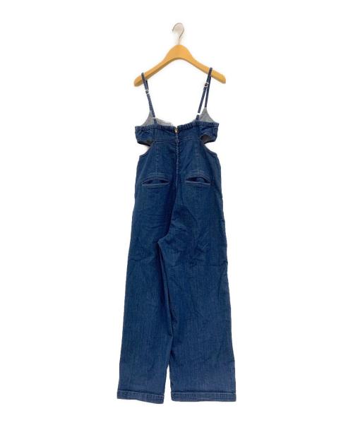 Q.anos（キュアノス）Q.anos (キュアノス) クリッピングデニムロンパース インディゴ サイズ:Fの古着・服飾アイテム