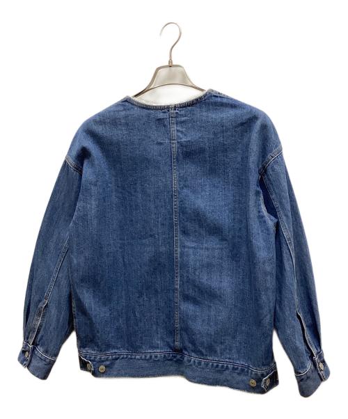 SHIPS any（シップスエニィ）SHIPS any (シップスエニィ) ノーカラー デニム ブルゾン インディゴ サイズ:FREEの古着・服飾アイテム
