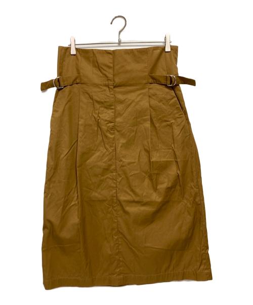 JIL SANDER（ジルサンダー）JIL SANDER (ジルサンダー) コットンツイル ベルテッド タックスカート ブラウン サイズ:34の古着・服飾アイテム