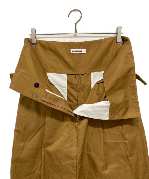 JIL SANDER（ジルサンダー）JIL SANDER (ジルサンダー) コットンツイル ベルテッド タックスカート ブラウン サイズ:34の古着・服飾アイテム