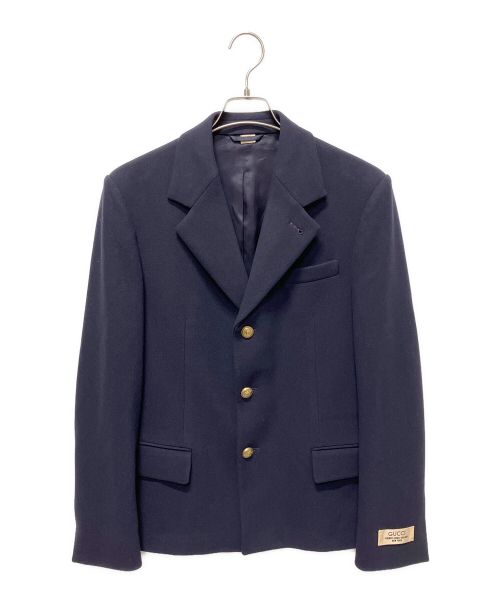GUCCI（グッチ）GUCCI (グッチ) ウールフェルト テーラードジャケット ネイビー サイズ:44の古着・服飾アイテム