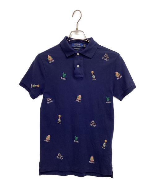 POLO RALPH LAUREN（ポロ・ラルフローレン）POLO RALPH LAUREN (ポロ・ラルフローレン) マルチポロベア刺繍ポロシャツ ネイビー サイズ:XSの古着・服飾アイテム