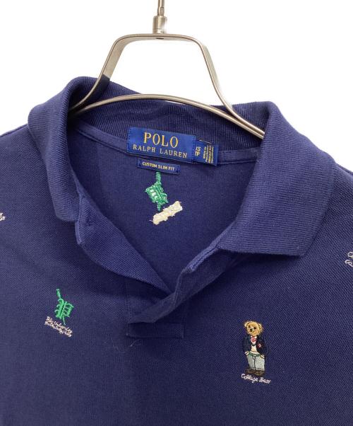 POLO RALPH LAUREN（ポロ・ラルフローレン）POLO RALPH LAUREN (ポロ・ラルフローレン) マルチポロベア刺繍ポロシャツ ネイビー サイズ:XSの古着・服飾アイテム