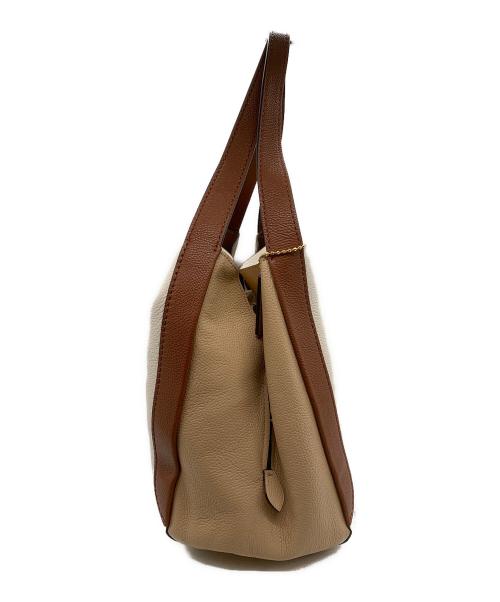 COACH（コーチ）COACH (コーチ) ハドリーホーボー カラーブロック ブラウン×ベージュの古着・服飾アイテム
