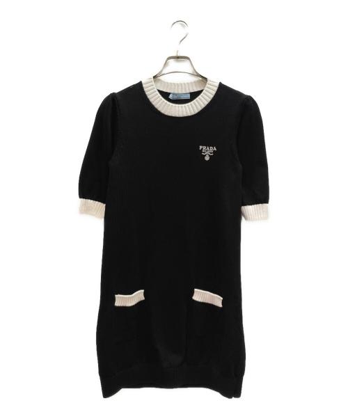 PRADA（プラダ）PRADA (プラダ) コットン ミニドレス ブラック/ホワイト サイズ:38の古着・服飾アイテム