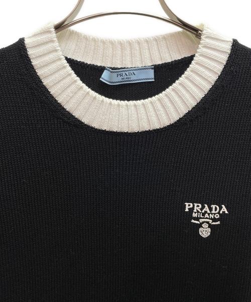 PRADA（プラダ）PRADA (プラダ) コットン ミニドレス ブラック/ホワイト サイズ:38の古着・服飾アイテム