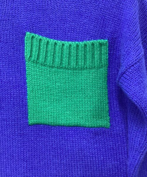 J.W.ANDERSON（ジェイダブリューアンダーソン）J.W.ANDERSON (ジェイダブリューアンダーソン) パッチポケットタートルニット ブルー サイズ:XSの古着・服飾アイテム