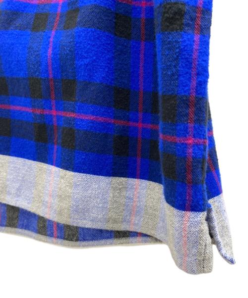 uniform experiment（ユニフォームエクスペリメント）uniform experiment (ユニフォームエクスペリメント) LINE FLANNEL BIG REGULAR COLLAR SHIRT ブルー サイズ:3の古着・服飾アイテム