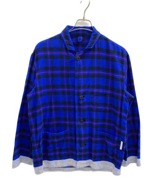 uniform experiment（ユニフォームエクスペリメント）uniform experiment (ユニフォームエクスペリメント) LINE FLANNEL EASY JACKET ブルー サイズ:2の古着・服飾アイテム