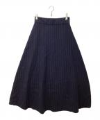 icBアイシービー）の古着「ミルドウール ストライプ柄ニットスカート」｜ネイビー