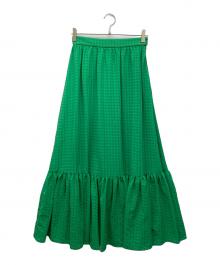 UNITED ARROWS（ユナイテッドアローズ）の古着「シアサッカー ティアード ロングスカート」｜グリーン