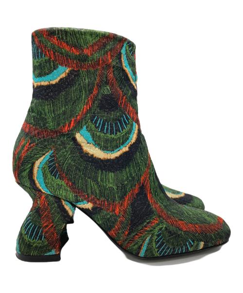 DRIES VAN NOTEN（ドリスヴァンノッテン）DRIES VAN NOTEN (ドリスヴァンノッテン) ジャガードアンクルブーツ グリーン サイズ:36の古着・服飾アイテム