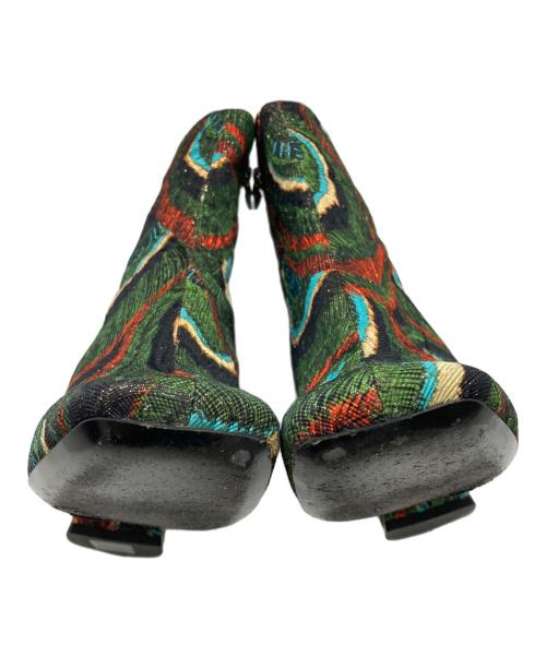 DRIES VAN NOTEN（ドリスヴァンノッテン）DRIES VAN NOTEN (ドリスヴァンノッテン) ジャガードアンクルブーツ グリーン サイズ:36の古着・服飾アイテム