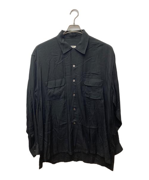 INTERIM（インテリム）INTERIM (インテリム) HYPER BIG SILK RAYON OPEN COLLAR SHIRT ブラック サイズ:5の古着・服飾アイテム