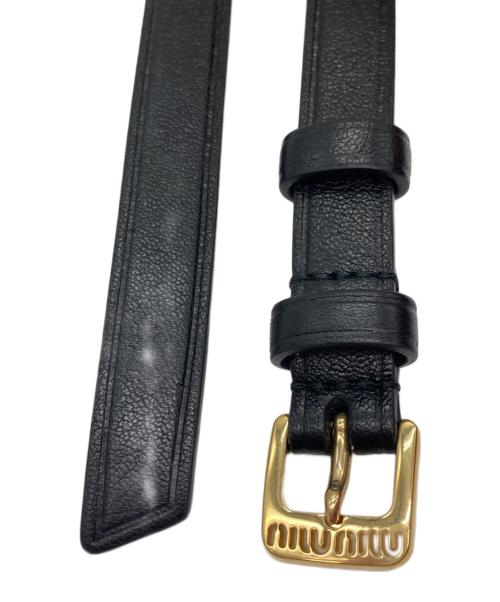 MIU MIU（ミュウミュウ）MIU MIU (ミュウミュウ) レザーベルト ブラック サイズ:SIZE 34/85の古着・服飾アイテム