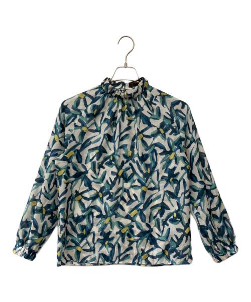 TOMORROW LAND collection（トゥモローランドコレクション）TOMORROW LAND collection (トゥモローランドコレクション) マギーフラワープリント ギャザースタンドカラーブラウス ブルー サイズ:36の古着・服飾アイテム