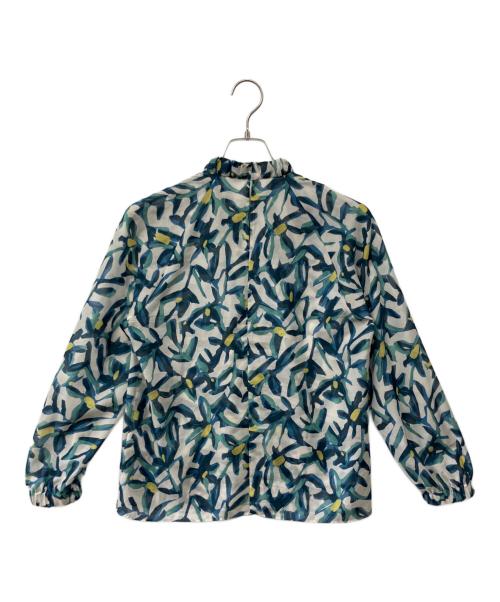 TOMORROW LAND collection（トゥモローランドコレクション）TOMORROW LAND collection (トゥモローランドコレクション) マギーフラワープリント ギャザースタンドカラーブラウス ブルー サイズ:36の古着・服飾アイテム