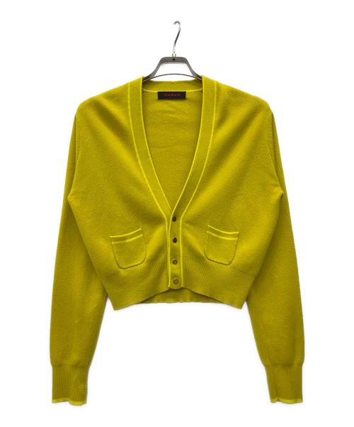 CABAN（キャバン）CABAN (キャバン) コットンカシミヤ パイピングVネックショートカーディガン イエロー サイズ:Fの古着・服飾アイテム