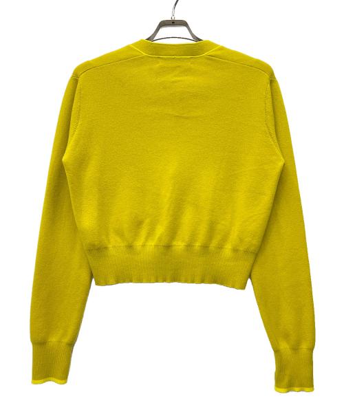 CABAN（キャバン）CABAN (キャバン) コットンカシミヤ パイピングVネックショートカーディガン イエロー サイズ:Fの古着・服飾アイテム