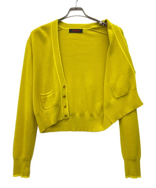 CABAN（キャバン）CABAN (キャバン) コットンカシミヤ パイピングVネックショートカーディガン イエロー サイズ:Fの古着・服飾アイテム