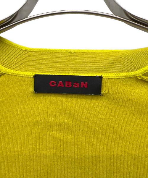 CABAN（キャバン）CABAN (キャバン) コットンカシミヤ パイピングVネックショートカーディガン イエロー サイズ:Fの古着・服飾アイテム