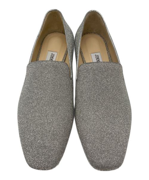 JIMMY CHOO（ジミーチュウ）JIMMY CHOO (ジミーチュウ) グリッターフラットシューズ シルバー サイズ:37の古着・服飾アイテム