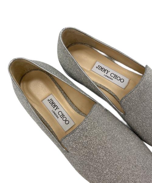JIMMY CHOO（ジミーチュウ）JIMMY CHOO (ジミーチュウ) グリッターフラットシューズ シルバー サイズ:37の古着・服飾アイテム