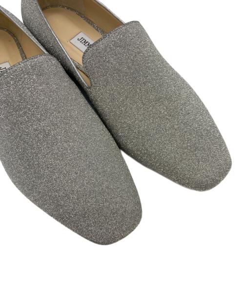 JIMMY CHOO（ジミーチュウ）JIMMY CHOO (ジミーチュウ) グリッターフラットシューズ シルバー サイズ:37の古着・服飾アイテム