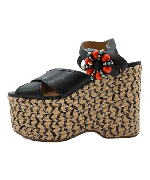 MARC JACOBS（マークジェイコブズ）MARC JACOBS (マークジェイコブス) ローワンエスパドリーユウェッジ ブラック サイズ:37の古着・服飾アイテム