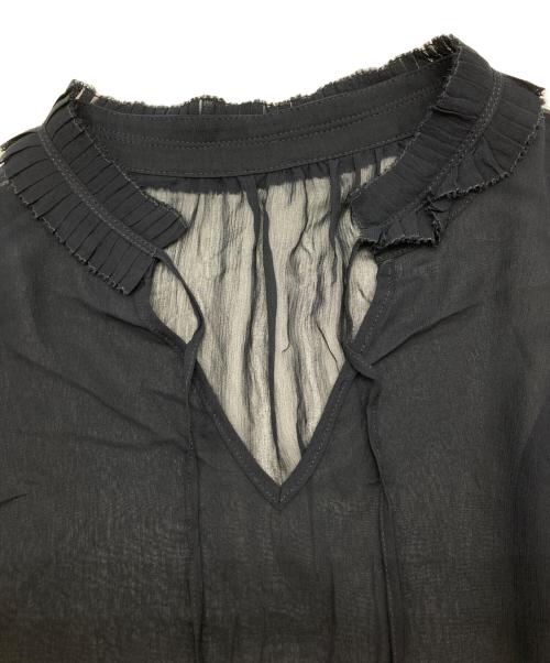 NOLLEY'S（ノーリーズ）NOLLEY'S (ノーリース) 楊柳シルク衿プリーツブラウス ネイビー サイズ:38の古着・服飾アイテム