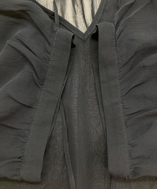 NOLLEY'S（ノーリーズ）NOLLEY'S (ノーリース) 楊柳シルク衿プリーツブラウス ネイビー サイズ:38の古着・服飾アイテム