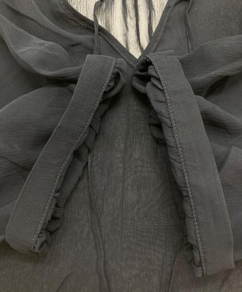 NOLLEY'S（ノーリーズ）NOLLEY'S (ノーリース) 楊柳シルク衿プリーツブラウス ネイビー サイズ:38の古着・服飾アイテム