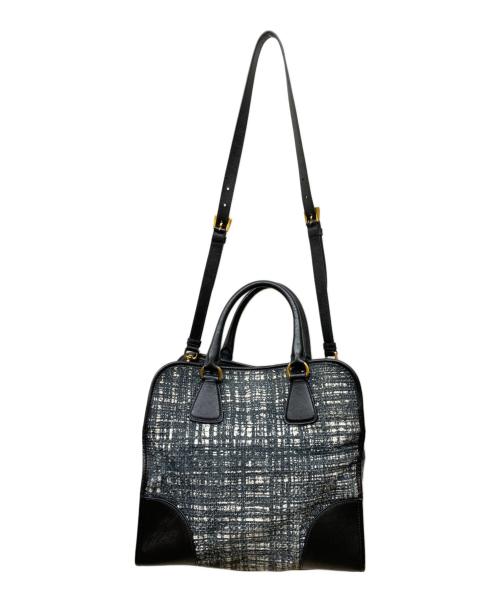 PRADA（プラダ）PRADA (プラダ) 2WAYバッグ ブラック×ホワイトの古着・服飾アイテム