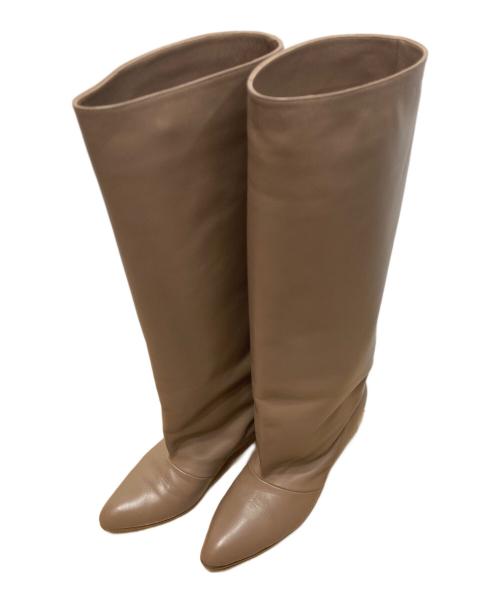 NEBULONI E.（ネブローニ）NEBULONI E. (ネブローニ) ワイドロングブーツ ベージュ サイズ:38の古着・服飾アイテム