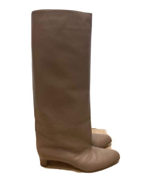 NEBULONI E.（ネブローニ）NEBULONI E. (ネブローニ) ワイドロングブーツ ベージュ サイズ:38の古着・服飾アイテム