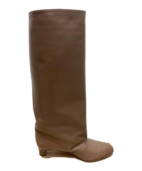 NEBULONI E.（ネブローニ）NEBULONI E. (ネブローニ) ワイドロングブーツ ベージュ サイズ:38の古着・服飾アイテム