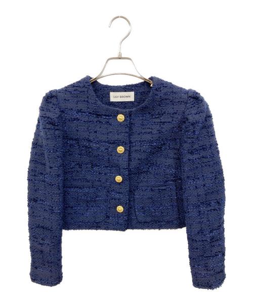 Lily Brown（リリーブラウン）Lily Brown (リリーブラウン) スプリングツイードジャケット ネイビー サイズ:Fの古着・服飾アイテム