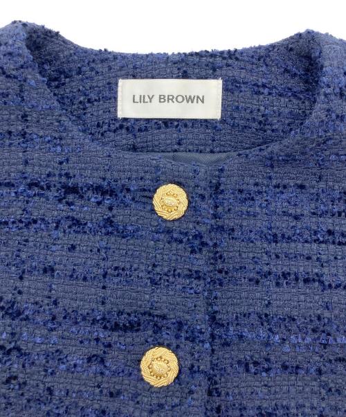 Lily Brown（リリーブラウン）Lily Brown (リリーブラウン) スプリングツイードジャケット ネイビー サイズ:Fの古着・服飾アイテム