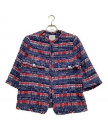 IENA LA BOUCLE（イエナ ラ ブークル）の古着「ノーカラーツイードジャケット」｜ネイビー